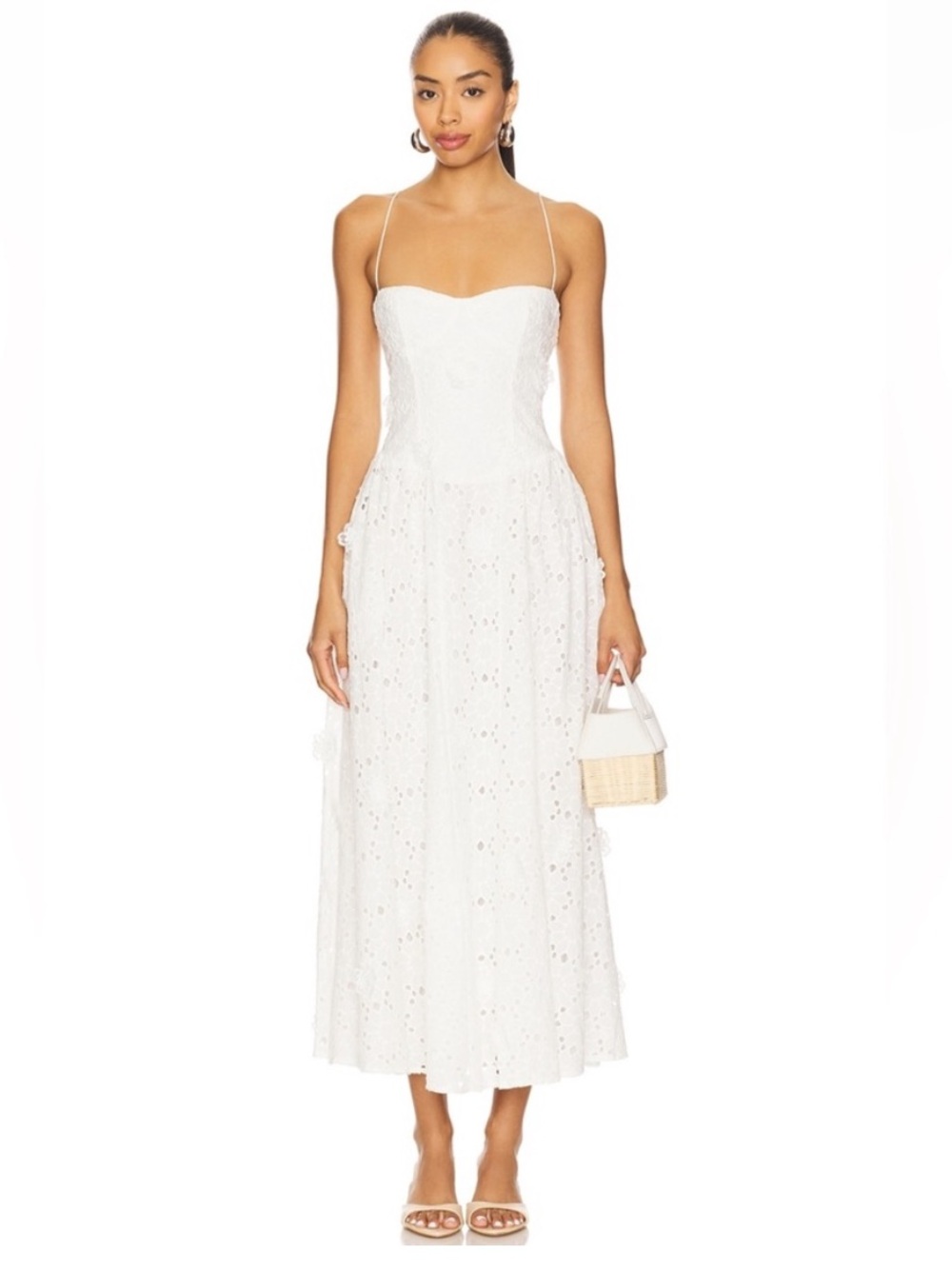 Bardot Estie Brodeire White Eyelet Midi Dress